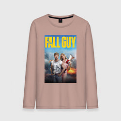 Лонгслив хлопковый мужской Ryan Gosling and Emily Blunt the fall guy, цвет: пыльно-розовый