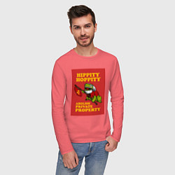 Лонгслив хлопковый мужской Лягушка революционер, цвет: коралловый — фото 2