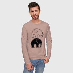 Лонгслив хлопковый мужской Cute elephants, цвет: пыльно-розовый — фото 2