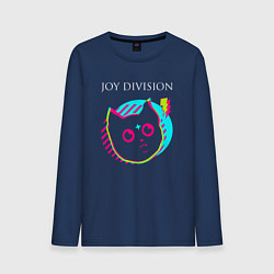 Лонгслив хлопковый мужской Joy Division rock star cat, цвет: тёмно-синий