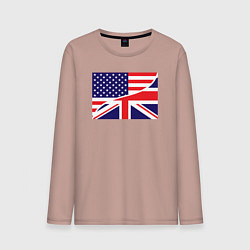 Лонгслив хлопковый мужской США и Великобритания, цвет: пыльно-розовый