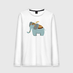 Лонгслив хлопковый мужской Cute elephant, цвет: белый