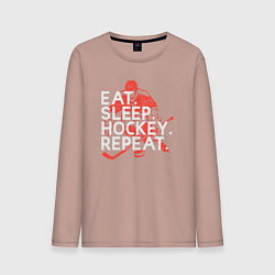 Лонгслив хлопковый мужской День хоккеиста, цвет: пыльно-розовый