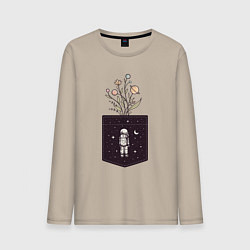 Лонгслив хлопковый мужской Космический карман, цвет: миндальный