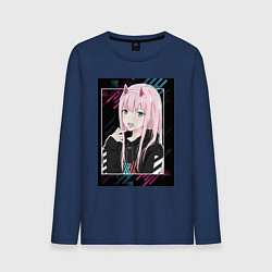 Лонгслив хлопковый мужской Zero Two is darling, цвет: тёмно-синий