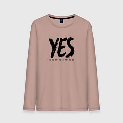Лонгслив хлопковый мужской Надпись да иногда, цвет: пыльно-розовый