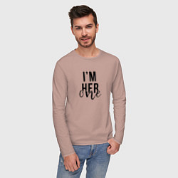 Лонгслив хлопковый мужской I am her one, цвет: пыльно-розовый — фото 2