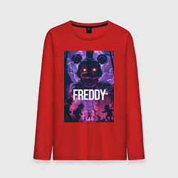 Лонгслив хлопковый мужской Freddy - мишка Фредди, цвет: красный