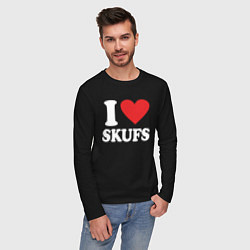 Лонгслив хлопковый мужской I love - skufs, цвет: черный — фото 2