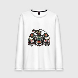 Лонгслив хлопковый мужской Ворон североамериканских индейцев западного побере, цвет: белый