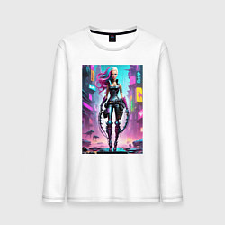 Мужской лонгслив Кибер чувиха на своём районе - нейросеть