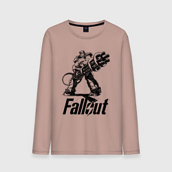 Лонгслив хлопковый мужской Фоллаут - силовая броня, цвет: пыльно-розовый