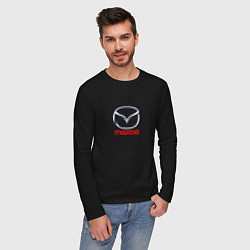 Лонгслив хлопковый мужской Mazda logo, цвет: черный — фото 2