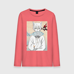 Лонгслив хлопковый мужской Очень приятно Бог Томоэ, цвет: коралловый