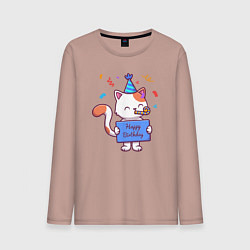Мужской лонгслив Котик поздравляет с днём рождения
