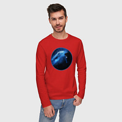 Лонгслив хлопковый мужской Тардис в космическом пространстве, цвет: красный — фото 2