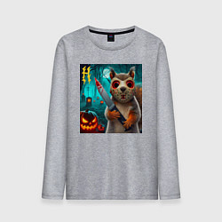 Мужской лонгслив Белочка с окровавленным ножом и в маске - хэллоуин