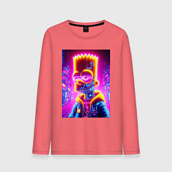 Мужской лонгслив Кибер Барт в мегаполисе - нейросеть