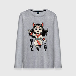 Мужской лонгслив Девочка кошка в стиле аниме