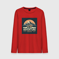 Мужской лонгслив Автомобиль горы путешествие в ретро стиле