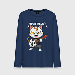 Лонгслив хлопковый мужской Meowtallica rock, цвет: тёмно-синий