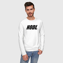 Лонгслив хлопковый мужской HODL, цвет: белый — фото 2