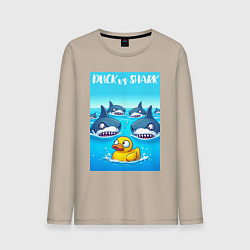 Мужской лонгслив Duck vs shark - ai art fantasy