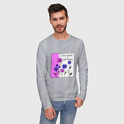 Лонгслив хлопковый мужской Люблю лето и цветы яркий розовый, цвет: меланж — фото 2