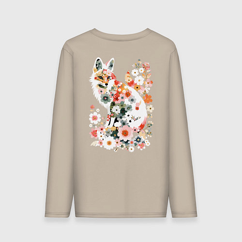 Мужской лонгслив Лисий контур из цветов / Миндальный – фото 2