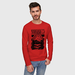 Лонгслив хлопковый мужской Nirvana grunge rock, цвет: красный — фото 2