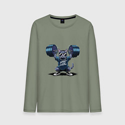 Мужской лонгслив Кот со штангой