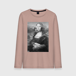 Мужской лонгслив Черная-белая Мона Лиза с глюками