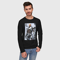 Лонгслив хлопковый мужской Vladimir Lenin - cyberpunk fantasy, цвет: черный — фото 2