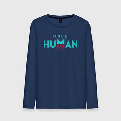 Лонгслив хлопковый мужской Once human logo, цвет: тёмно-синий
