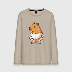 Мужской лонгслив Забавная капибара в чашке кофе капичино