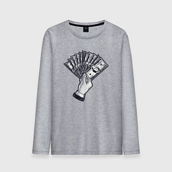 Мужской лонгслив Доллары в руке