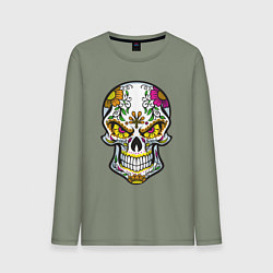 Мужской лонгслив Череп в цветочках