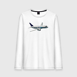 Лонгслив хлопковый мужской Опытный самолет SJ-100 ВС 95005, цвет: белый