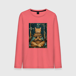 Мужской лонгслив Кот на медитации