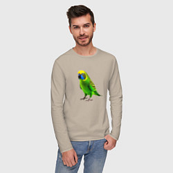 Лонгслив хлопковый мужской Зеленый попугай, цвет: миндальный — фото 2