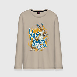 Лонгслив хлопковый мужской Your bunny wrote sign, цвет: миндальный