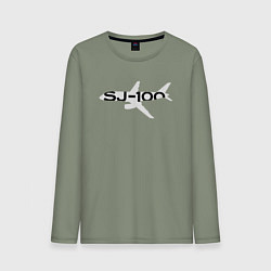 Мужской лонгслив Белый облик Superjet-100 с названием