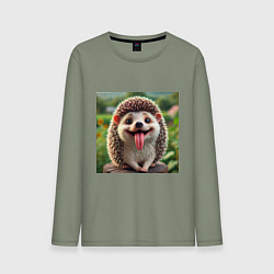 Мужской лонгслив Милый ежик с высунутым языком
