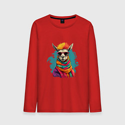 Мужской лонгслив Лама в разноцветном шарфе