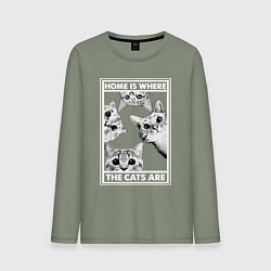 Мужской лонгслив Home is where the cats are