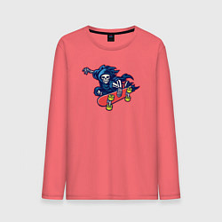 Лонгслив хлопковый мужской Смерть скейтер, цвет: коралловый