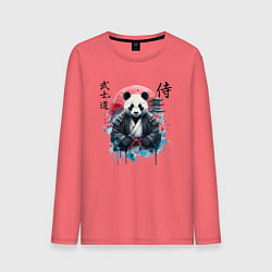 Лонгслив хлопковый мужской Panda - bushido samurai code, цвет: коралловый