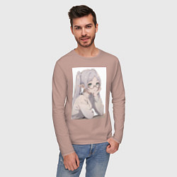 Лонгслив хлопковый мужской Провожающая в последний путь Фрирен, цвет: пыльно-розовый — фото 2