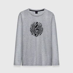 Мужской лонгслив Декоративная татуировка с нотами