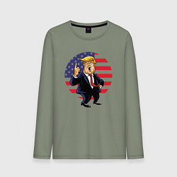 Лонгслив хлопковый мужской USA - Trump, цвет: авокадо